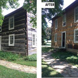 Before and After of the back of the house