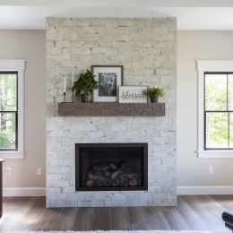 Custom stone fireplace in the great room 