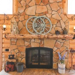 Log Mantle about the Gas Fireplace