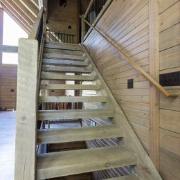 Heavy Timber Stairway Made of Rough Sawn Pine
