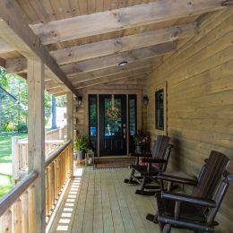 Log Home Front Porch with ProVia Entry Door Package