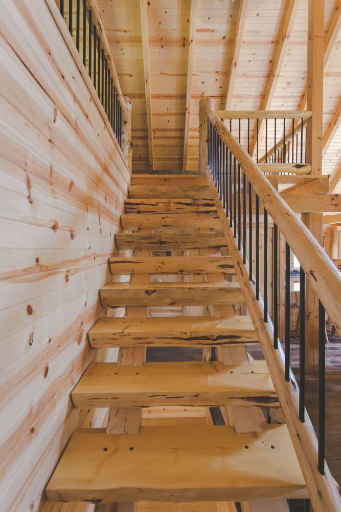 Rustic Timber Stairway Going to Loft