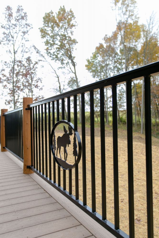 Black Wrought Iron Custom Railing with Nature-Scape
