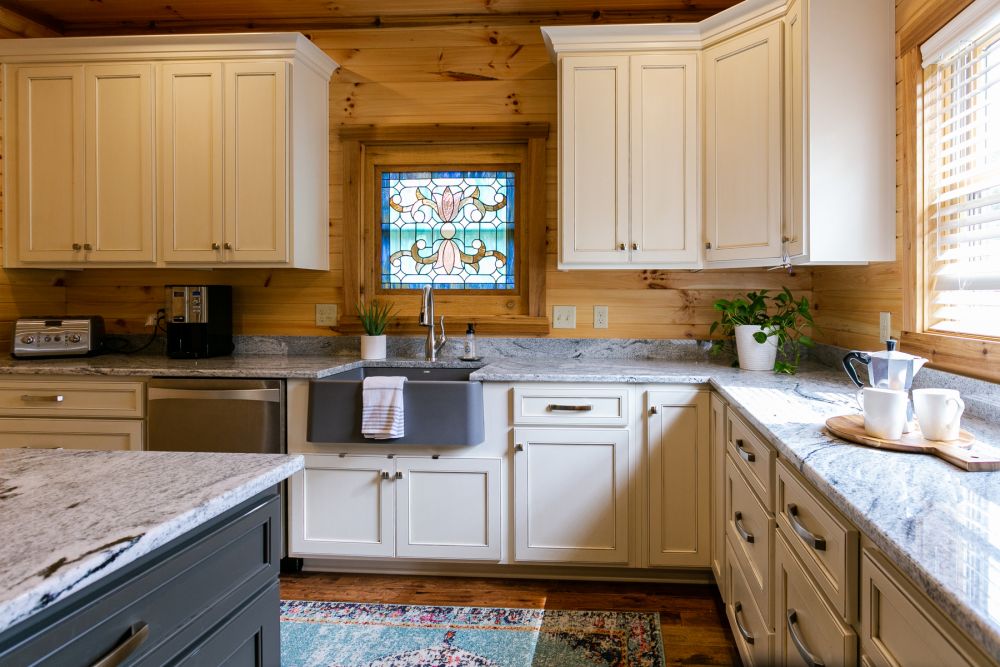 Custom Kitchen with Gray Farmhouse Apron Sink