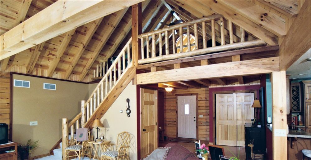 Standard conventional stair way in log home